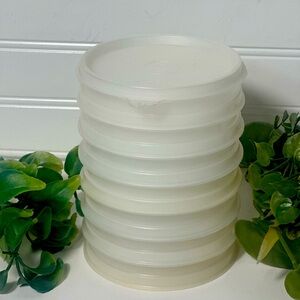 Vintage Tupperware 4 oz Hamburger Patty Keeper Set 882 (8 pc)-7 Keepers, 1 Seal